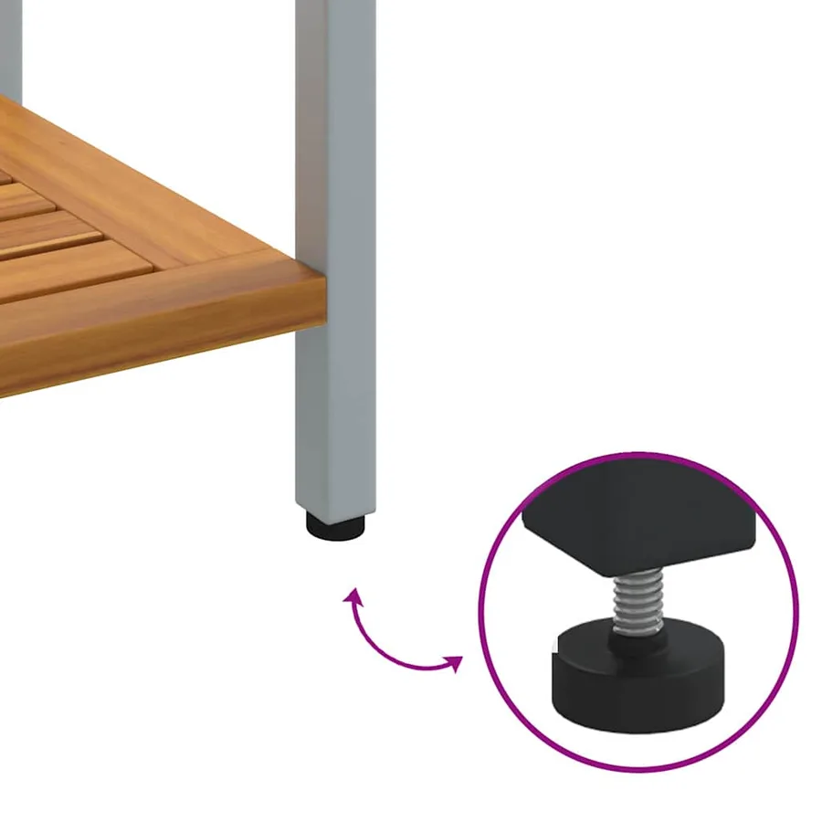 Table de jardin avec stockage Naturel et gris 80 x 35 x 75 cm - 10