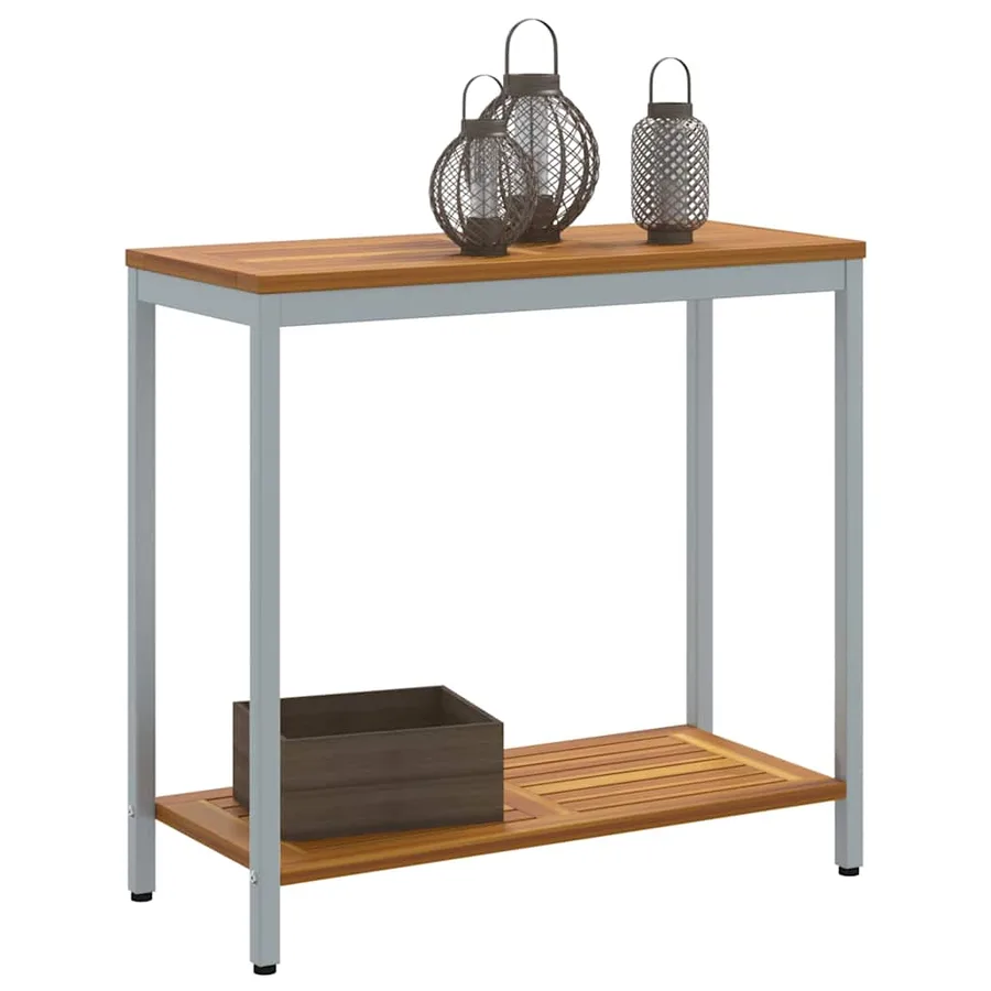 Table de jardin avec stockage Naturel et gris 80 x 35 x 75 cm - 3