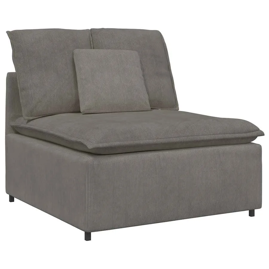 Canapé modulable avec coussins en tissu velours côtelé gris clair - 4