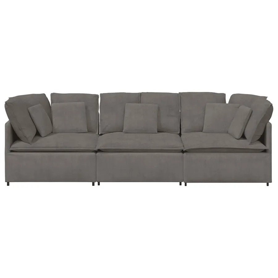 Canapé modulable avec coussins en tissu velours côtelé gris clair - 5