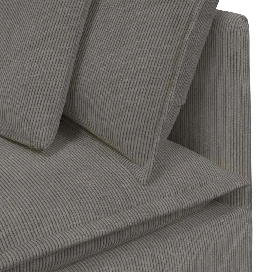 Canapé modulable avec coussins en tissu velours côtelé gris clair - 8