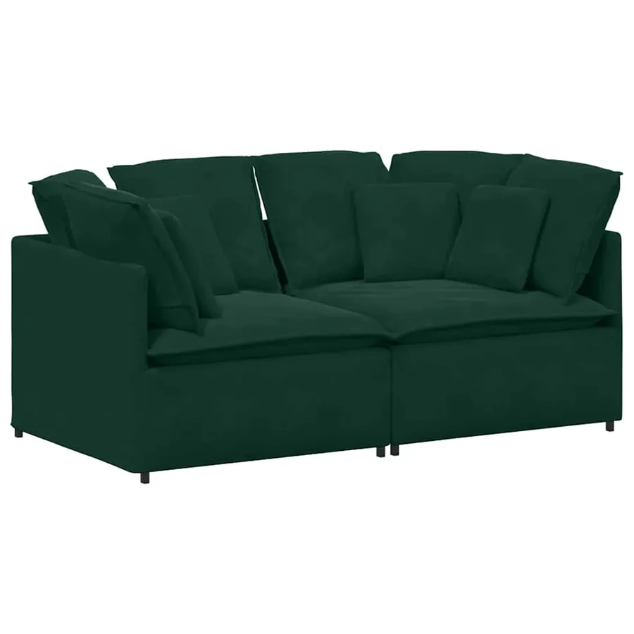 Canapé modulable avec coussins velours vert foncé - 2