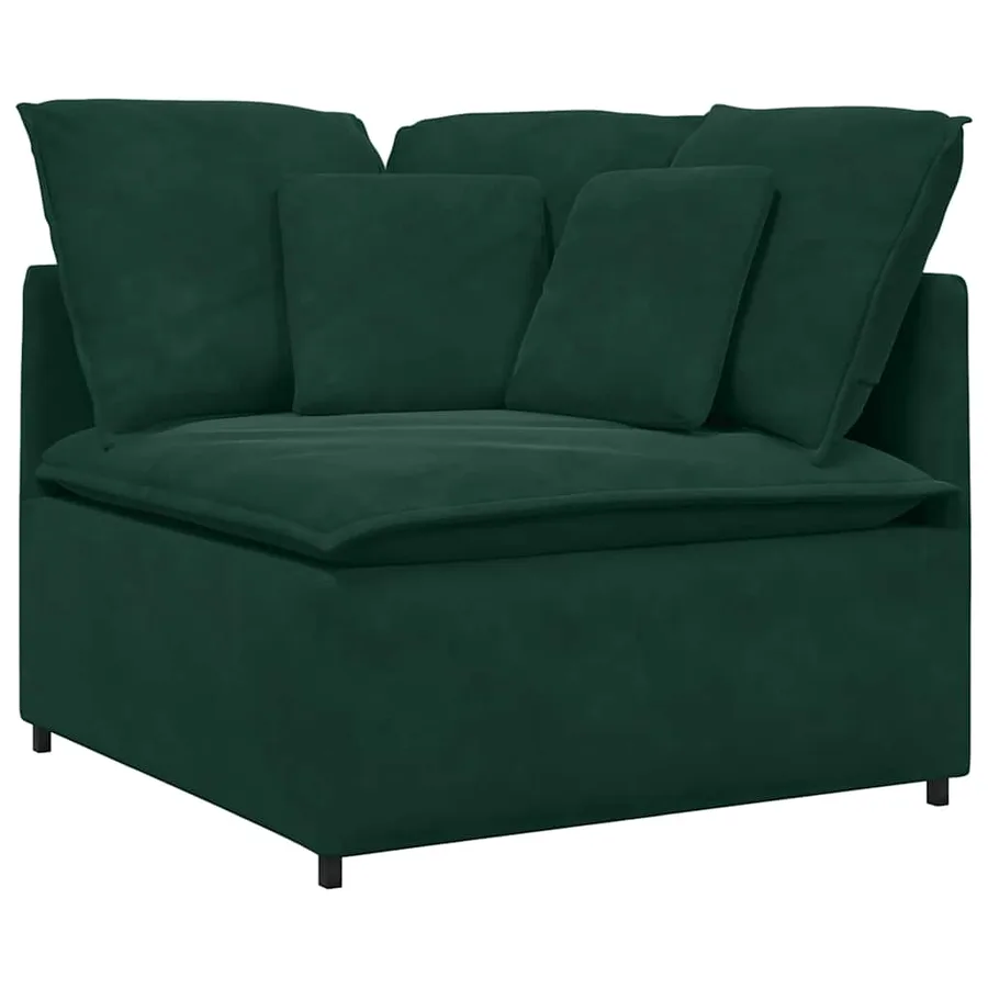 Canapé modulable avec coussins velours vert foncé - 3
