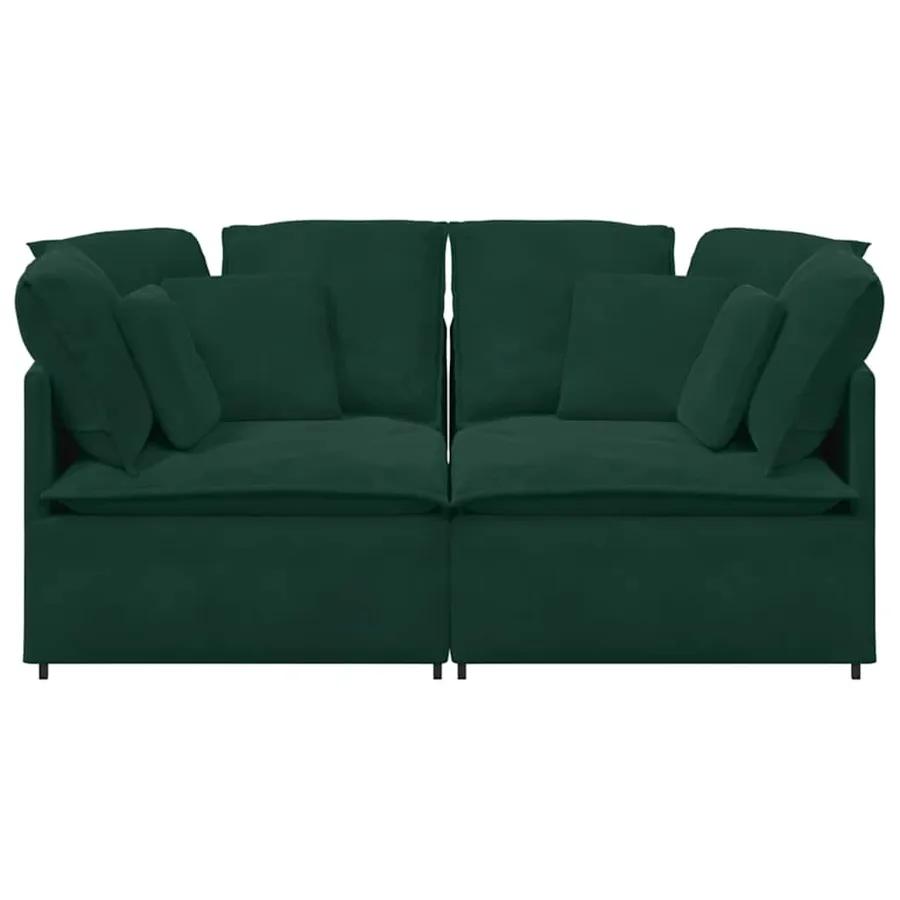 Canapé modulable avec coussins velours vert foncé - 4