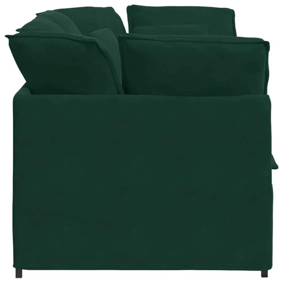 Canapé modulable avec coussins velours vert foncé - 5