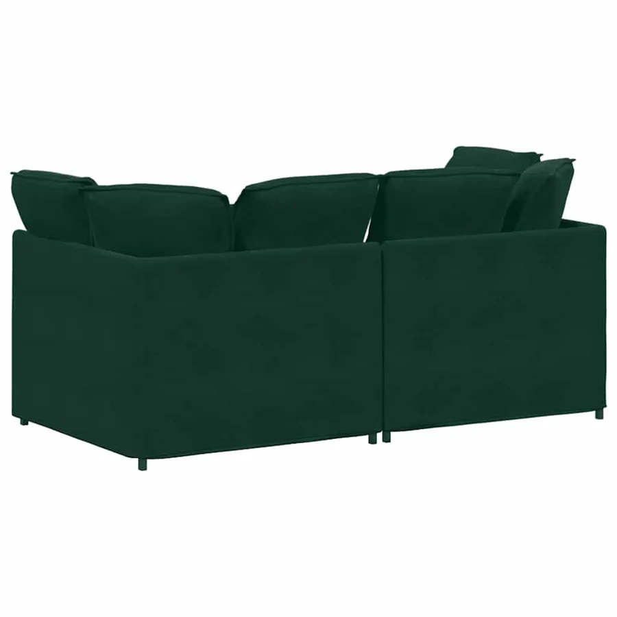 Canapé modulable avec coussins velours vert foncé - 6