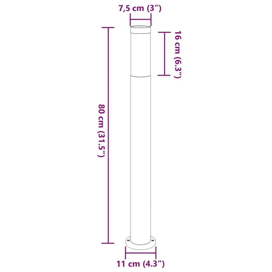 Borne lumineuse 3 pcs 80 cm Acier inoxydable IP44 - 9