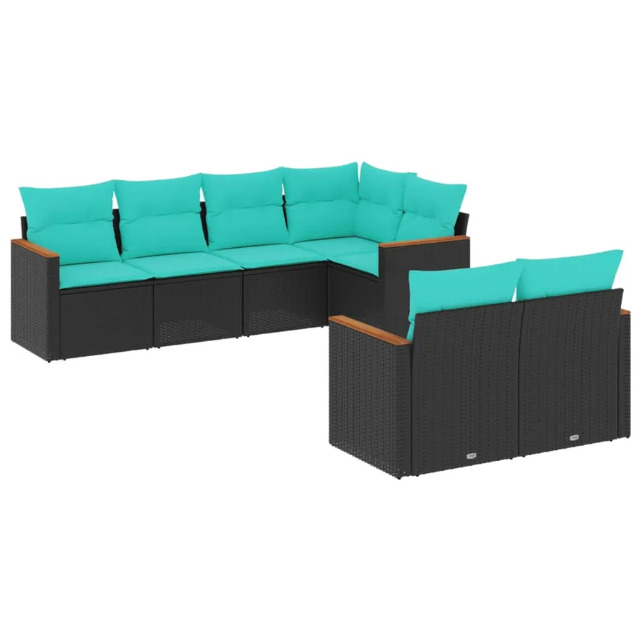 Salon de jardin 7 pcs avec coussins noir résine tressée 62 x 62 x 69 cm - 60,8 kg - 2