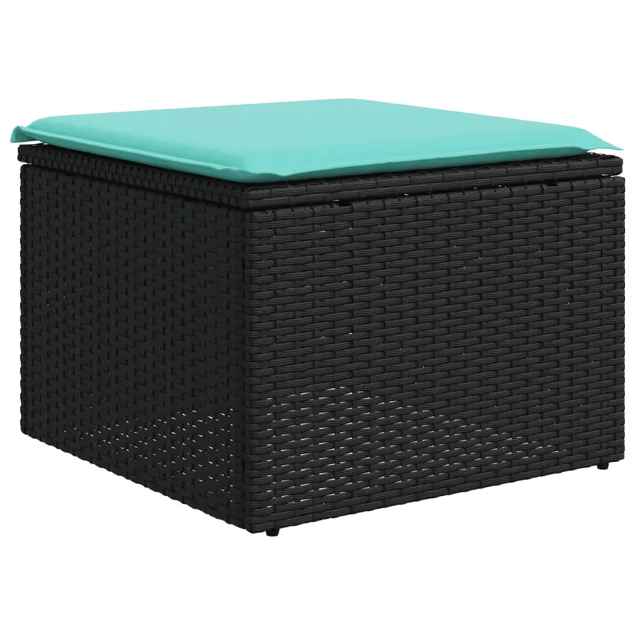 Ensemble de canapé de jardin 7 pcs avec coussins noir résine tressée - 6