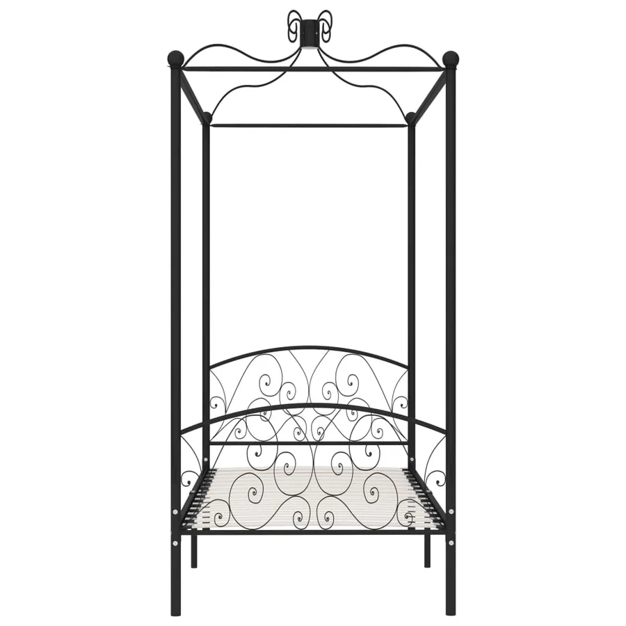 Cadre de lit à baldaquin sans matelas noir métal 90x200 cm - 3