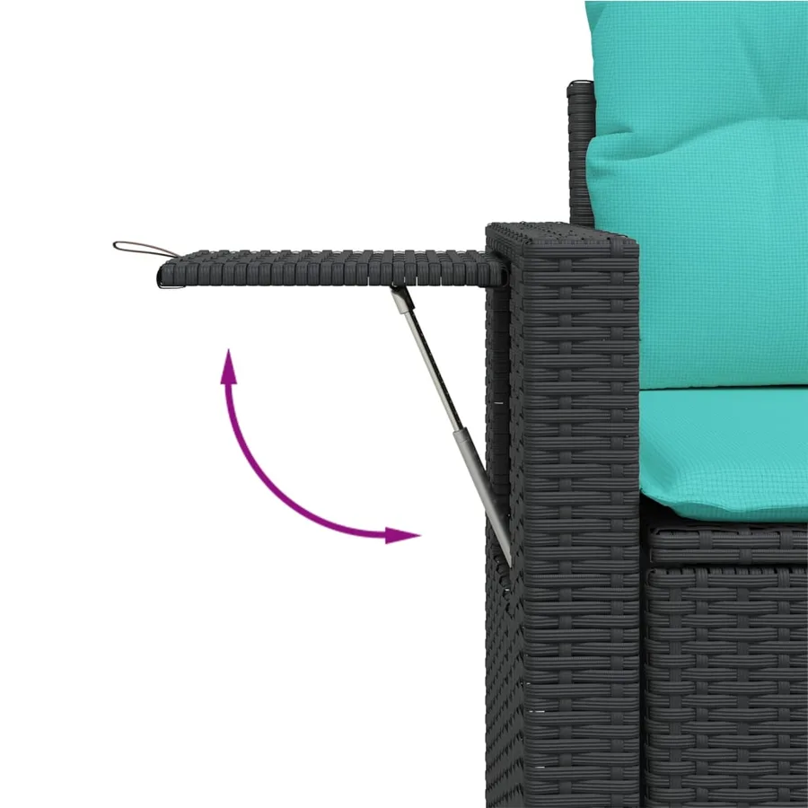 Ensemble de canapé de jardin 6 pcs avec coussins noir résine tressée - 8