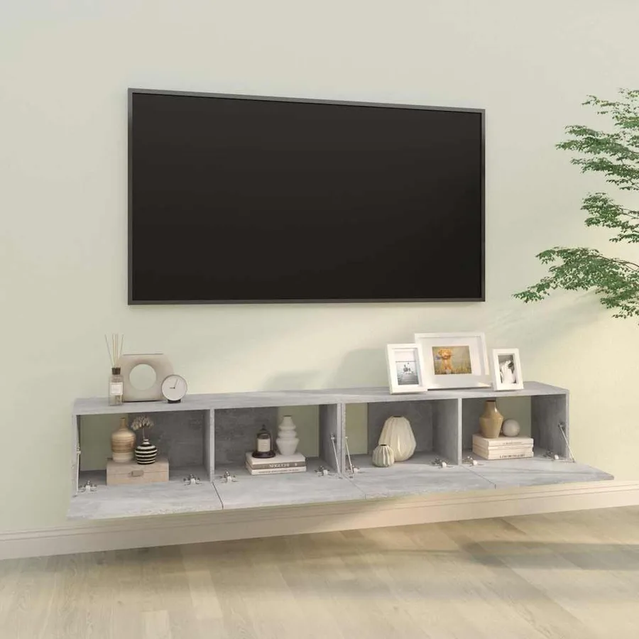Meubles TV 2 pcs Gris béton 100x30x30 cm Bois d'ingénierie - 3