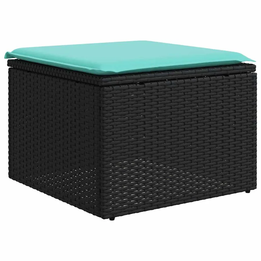 Ensemble de canapé de jardin 8 pcs avec coussins noir résine tressée - 6