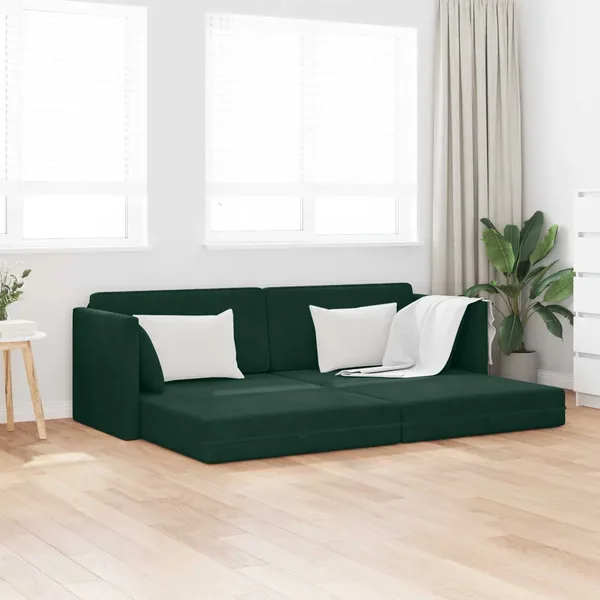 Canapé-lit au sol Vert foncé 213 x 70 x 77 cm Velours