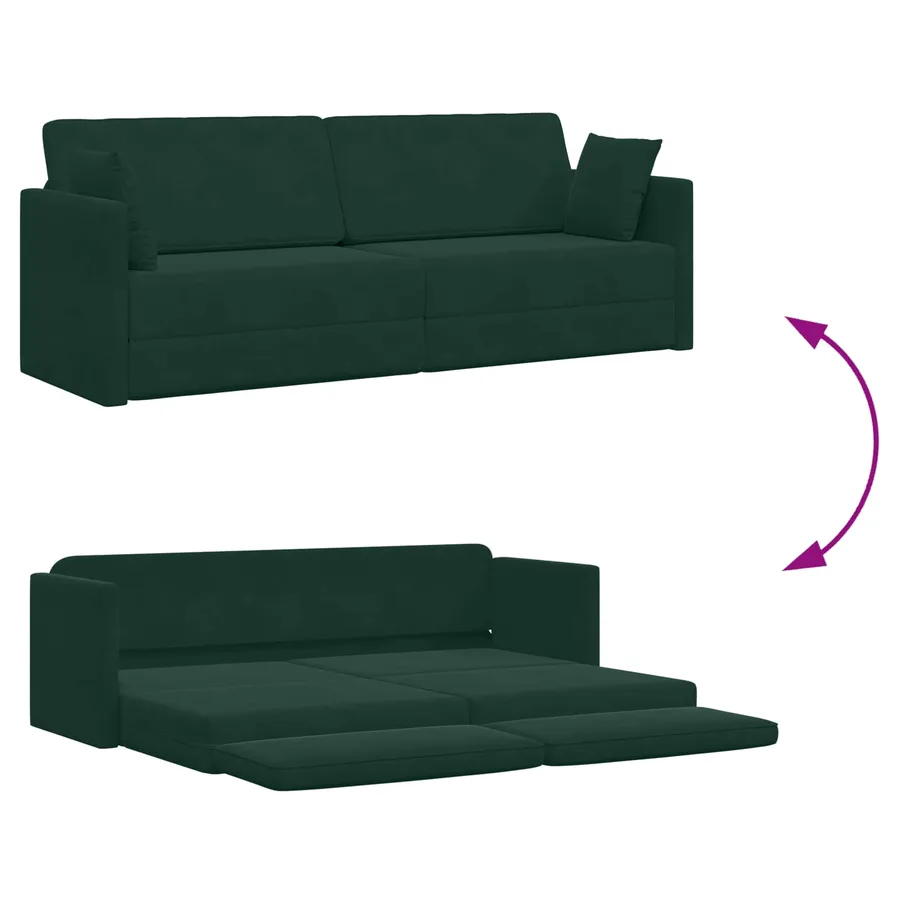 Canapé-lit au sol Vert foncé 213 x 70 x 77 cm Velours - 10