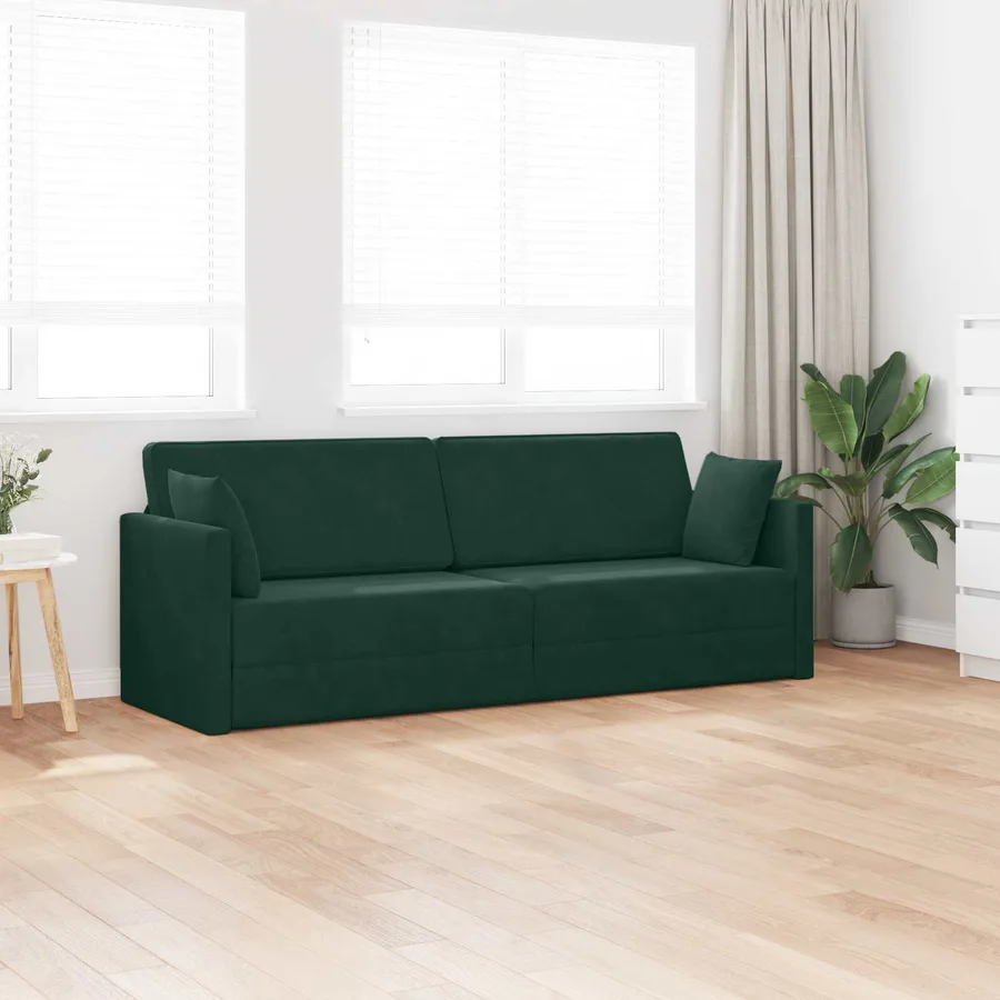 Canapé-lit au sol Vert foncé 213 x 70 x 77 cm Velours - 3