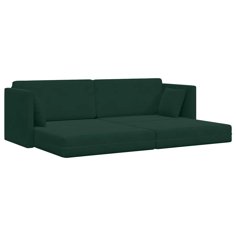 Canapé-lit au sol Vert foncé 213 x 70 x 77 cm Velours - 4