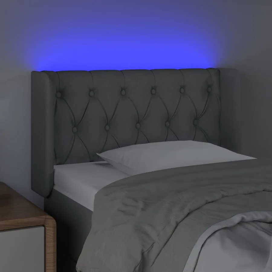 Tête de lit à LED Gris clair 83x16x78/88 cm Tissu - 4