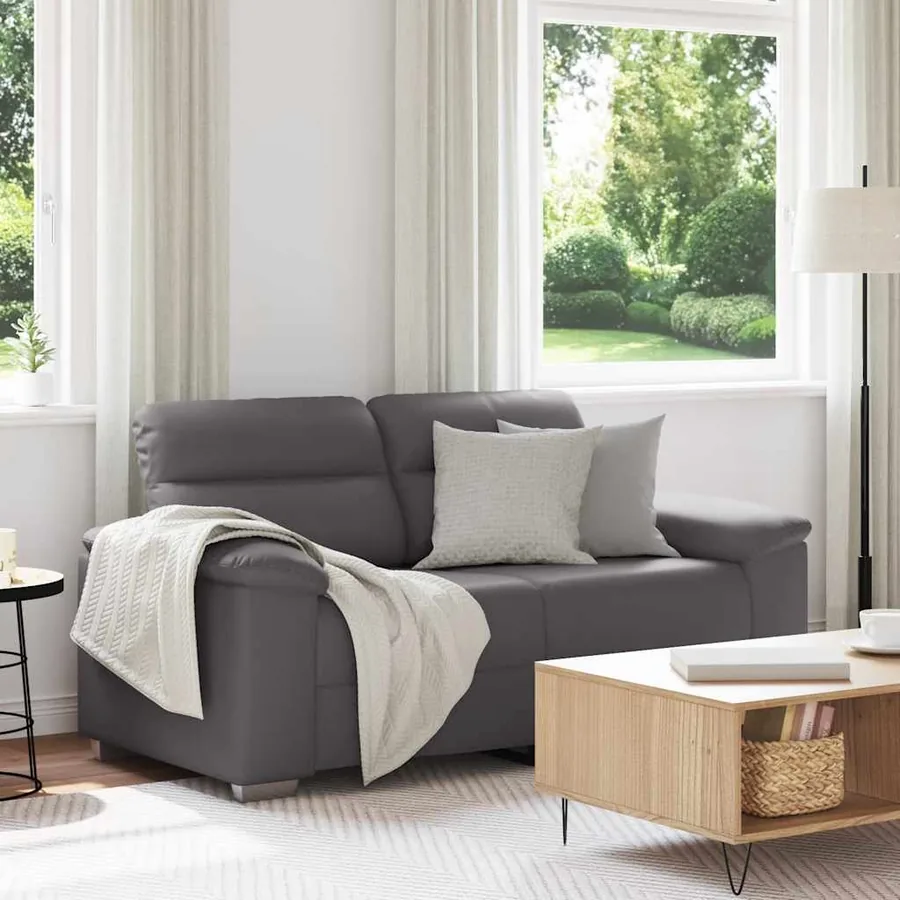 Canapé 2 places gris 160x81x84 cm en similicuir