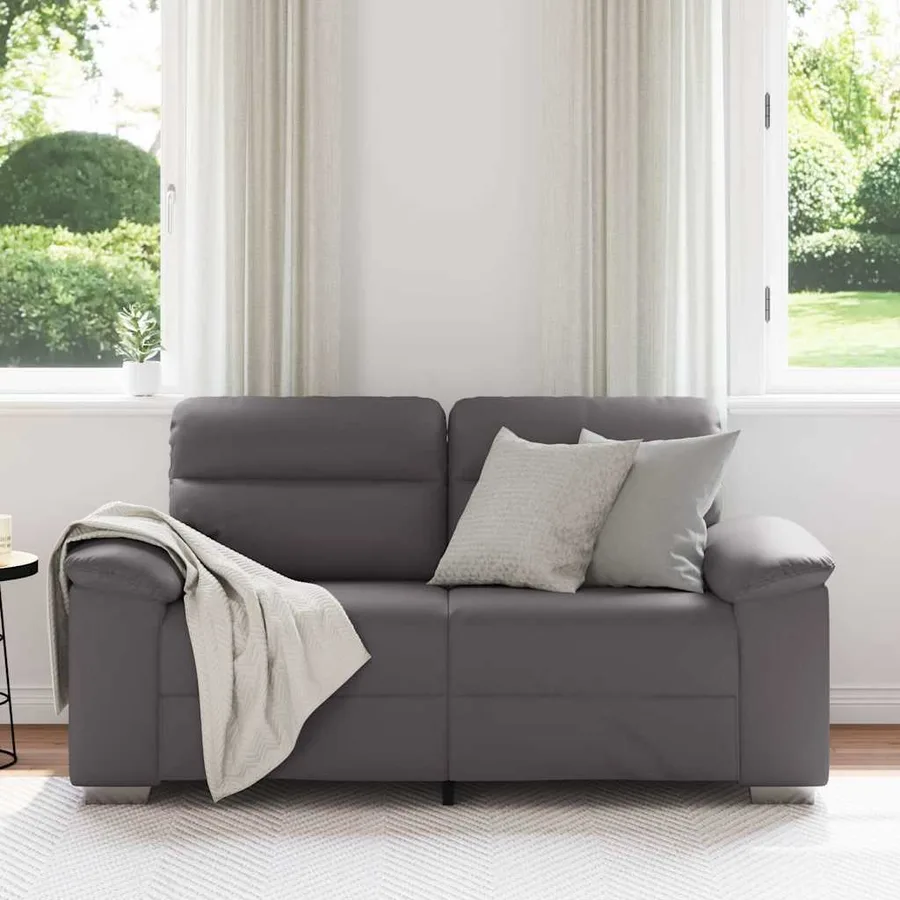 Canapé 2 places gris 160x81x84 cm en similicuir - 3