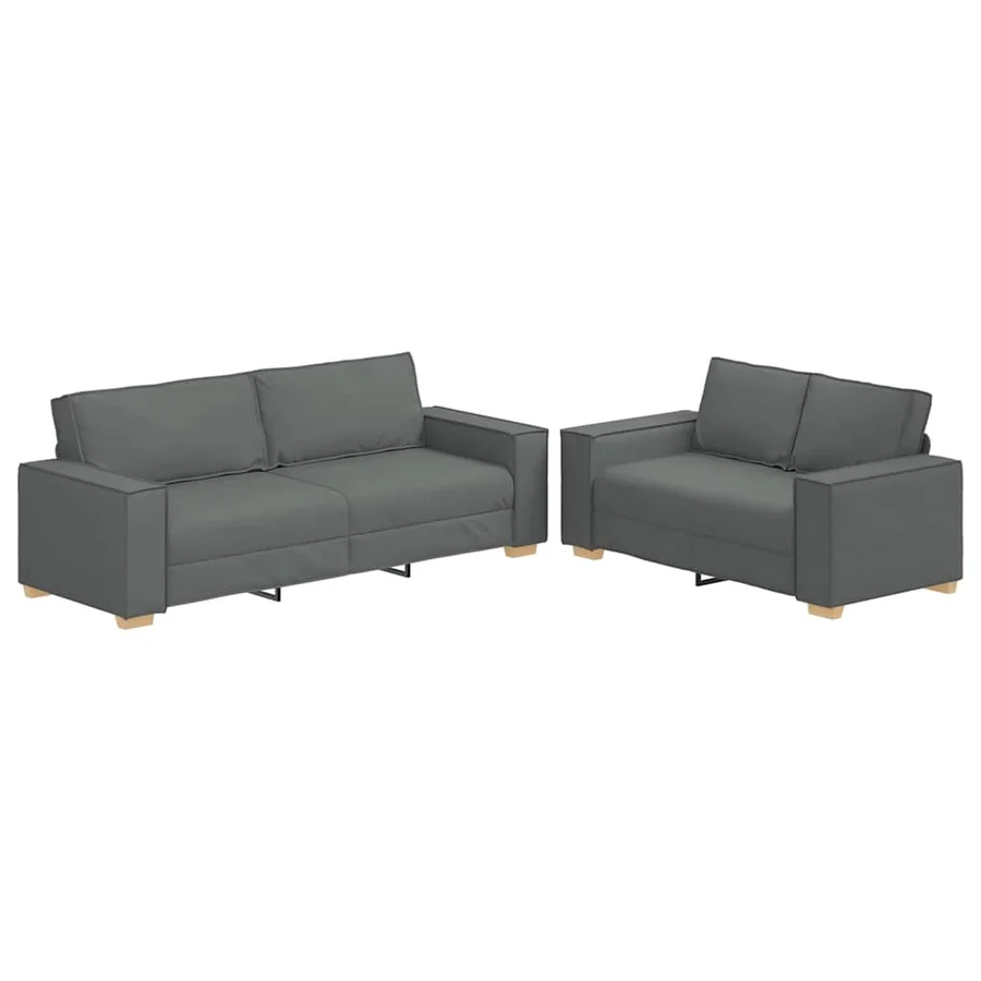Ensemble de canapé 2 pcs avec coussins en tissu gris foncé - 2