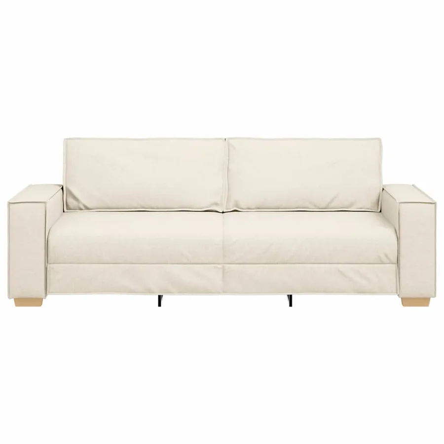 Sofa 3 places Beige 220 cm Tissu en lin mélangé - 4