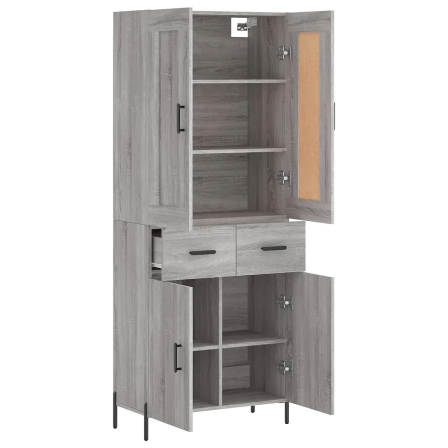 Buffet haut Sonoma gris 69,5x34x180 cm Bois d'ingénierie - 4