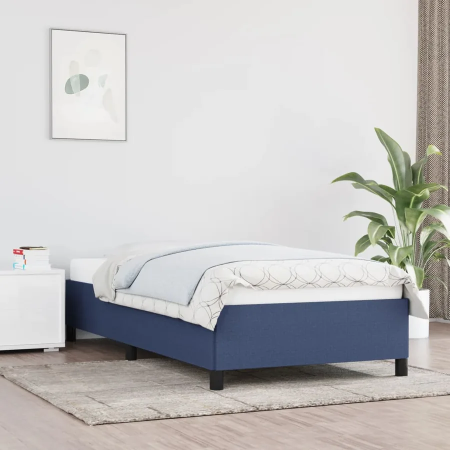 Cadre de lit sans matelas bleu 90x200 cm tissu