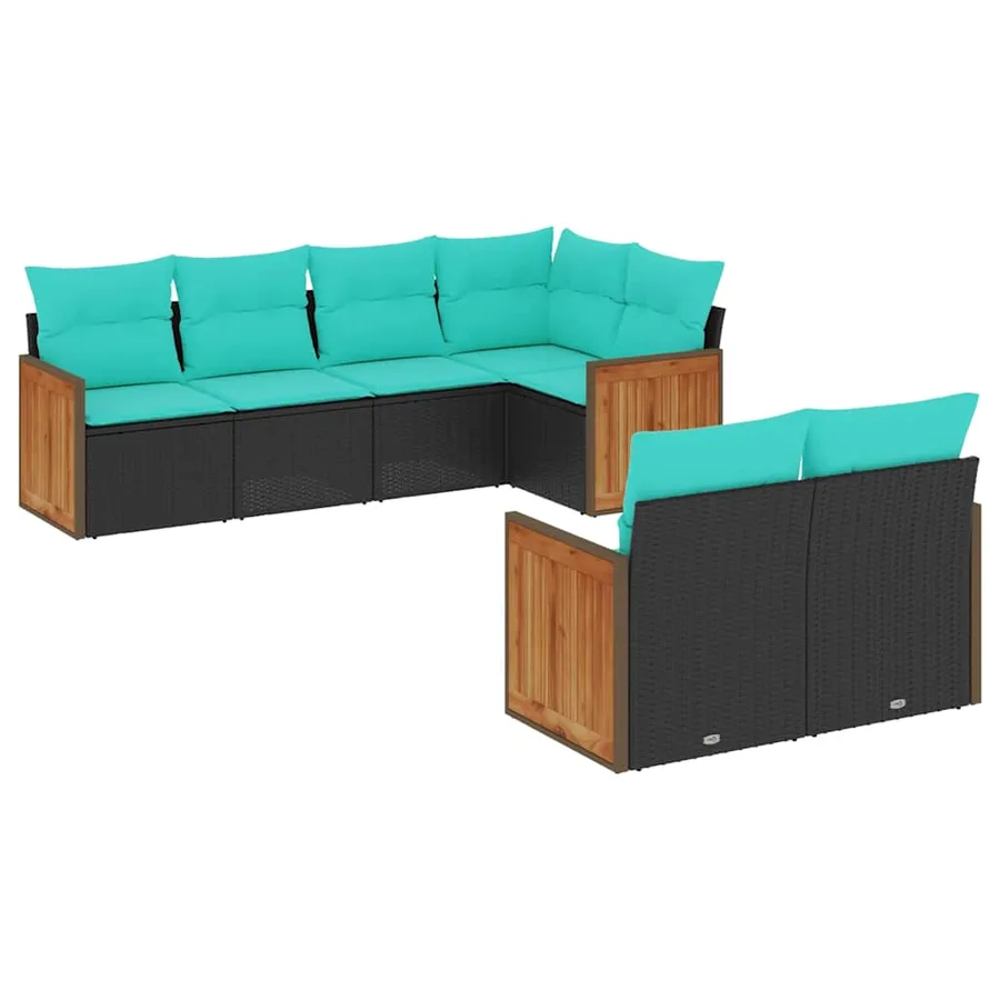 Salon de jardin 7 pcs avec coussins noir résine tressée 62 x 62 x 69 cm - 64,0 kg - 2