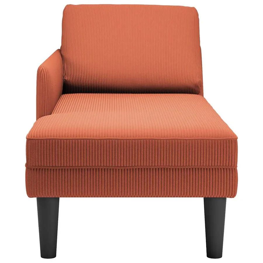 Chaise longue avec coussin rouge orange tissu en velours côtelé - 4