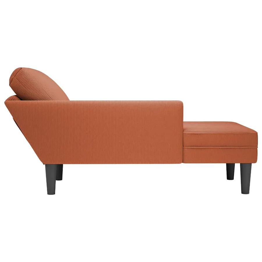 Chaise longue avec coussin rouge orange tissu en velours côtelé - 5