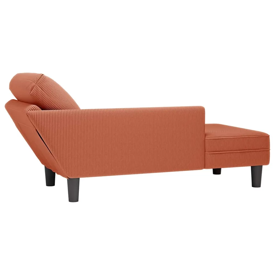 Chaise longue avec coussin rouge orange tissu en velours côtelé - 6
