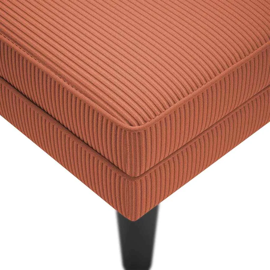 Chaise longue avec coussin rouge orange tissu en velours côtelé - 7