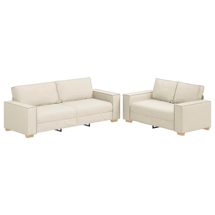 Canapé 2 pcs Beige 220 x 80 x 84 cm Tissu en lin mélangé - 2