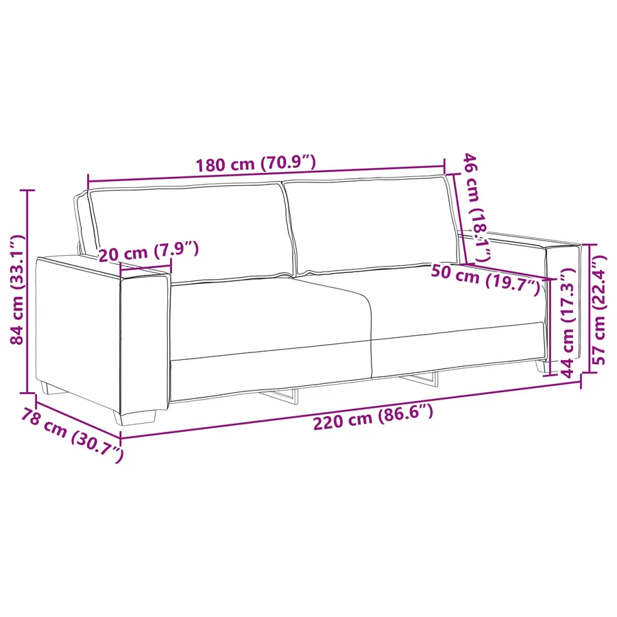 Ensemble de Canapés 3 pcs Beige 220 x 80 x 84 cm - 14