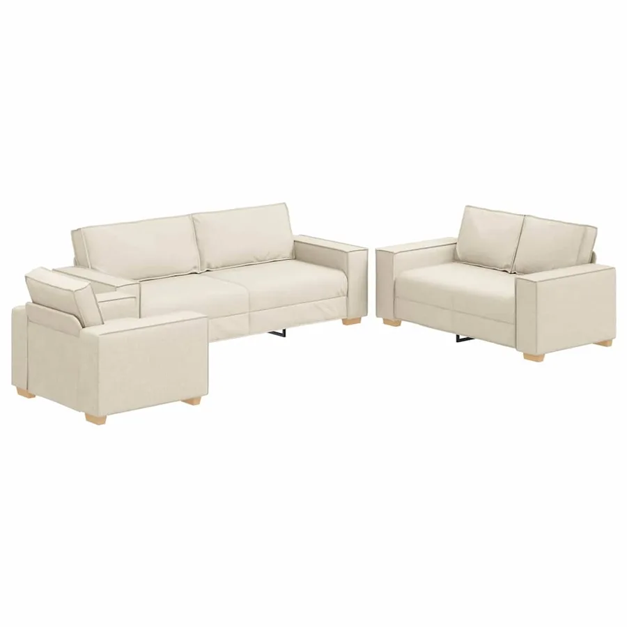 Ensemble de Canapés 3 pcs Beige 220 x 80 x 84 cm - 2