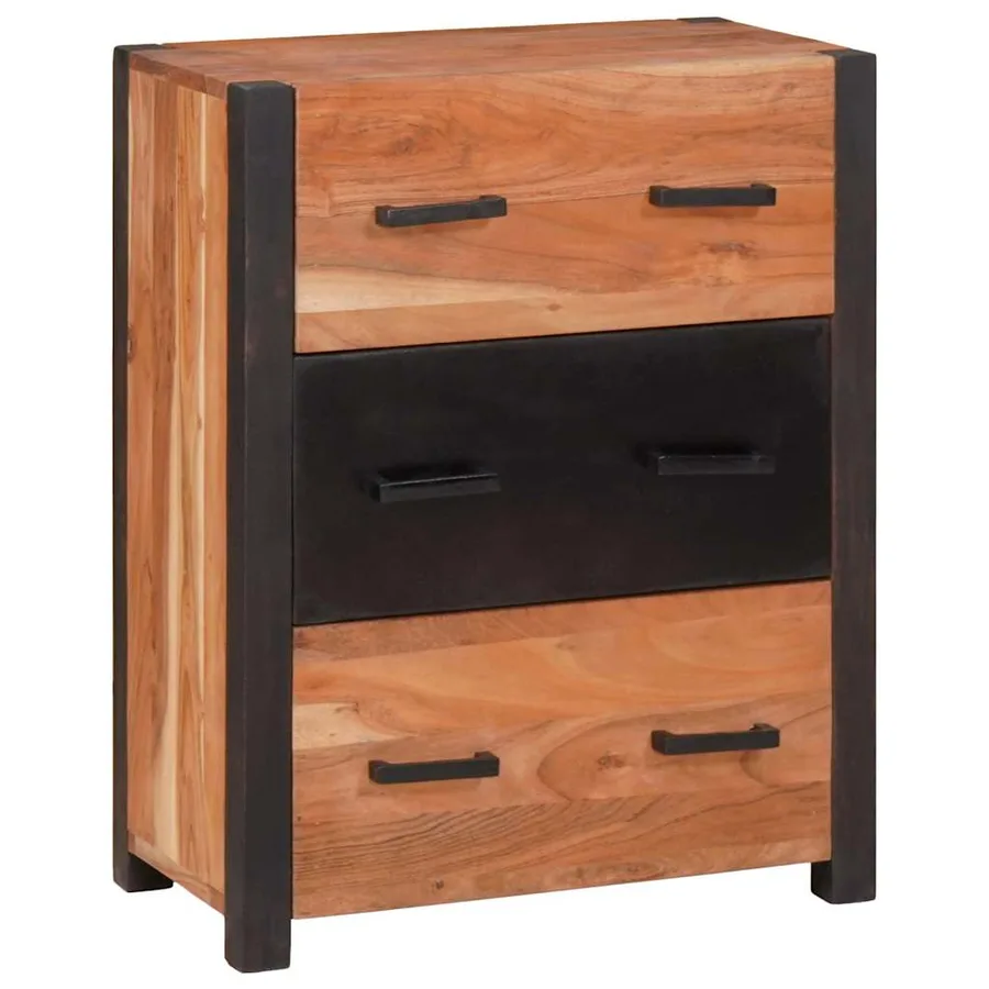 Buffet avec tiroir Marron 55 x 30 x 75 cm Bois d'Acacia Massif - 2