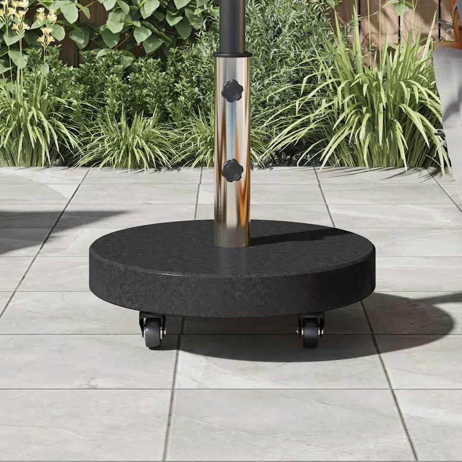 Pied de parasol 30kg Noir Granite et Acier Inoxydable Rond - 4