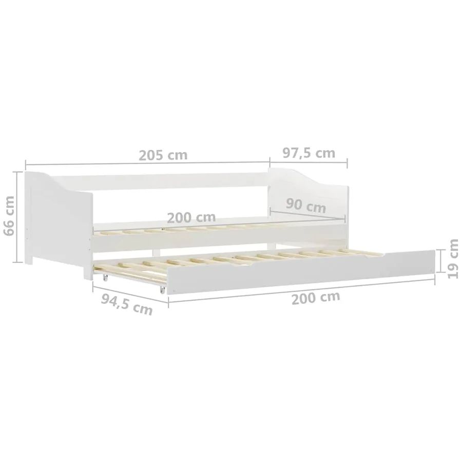 Cadre de lit extensible sans matelas blanc bois de pin 90x200cm - 8