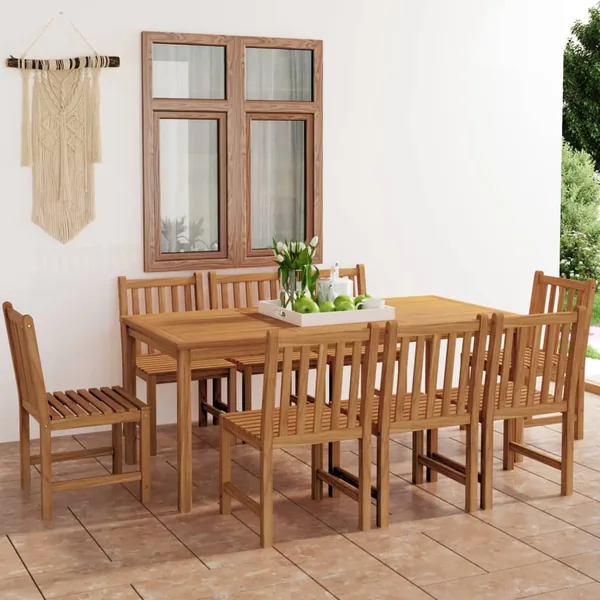 Ensemble de salle à manger de jardin 9 pièces 180 x 90 cm en bois de teck massif