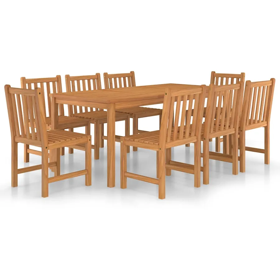 Ensemble de salle à manger de jardin 9 pièces 180 x 90 cm en bois de teck massif - 2