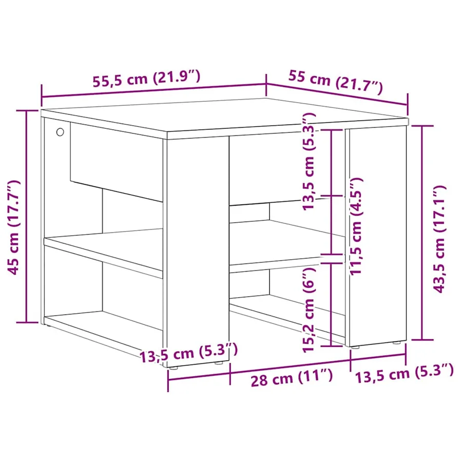 Table basse Chêne noir 55,5 x 55 x 45 cm Bois d'ingénierie - 8