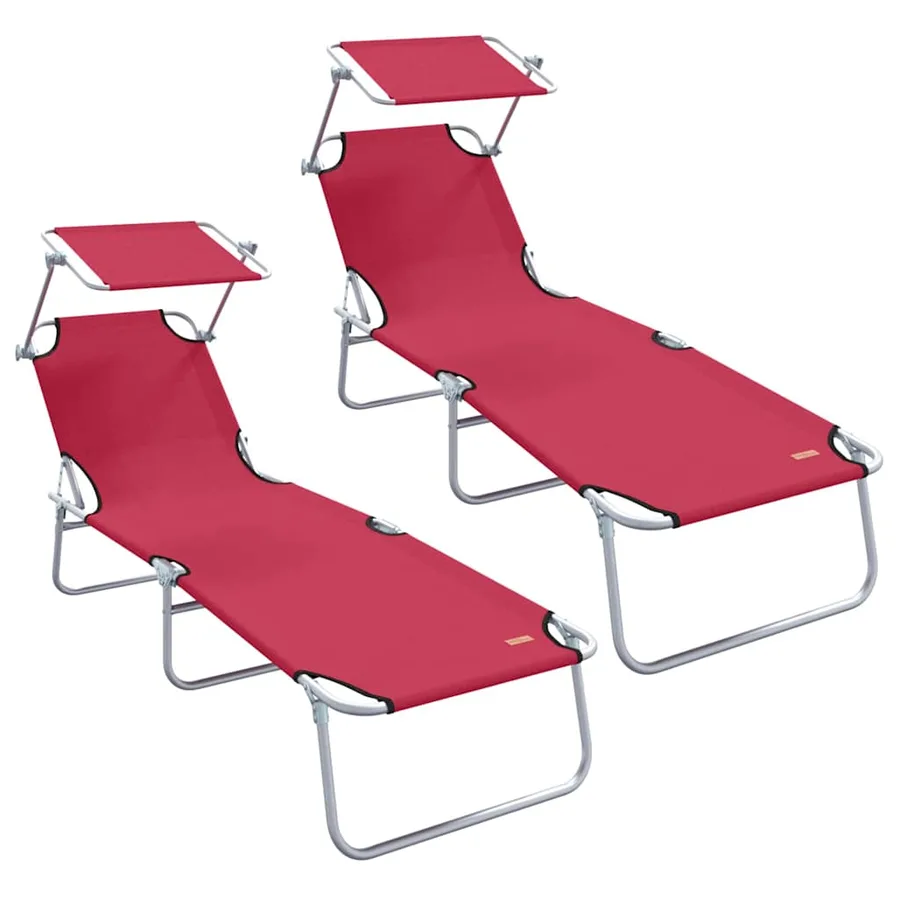 Transat 2 pcs Rouge 58 x 188 x 77cm Polyester - 2