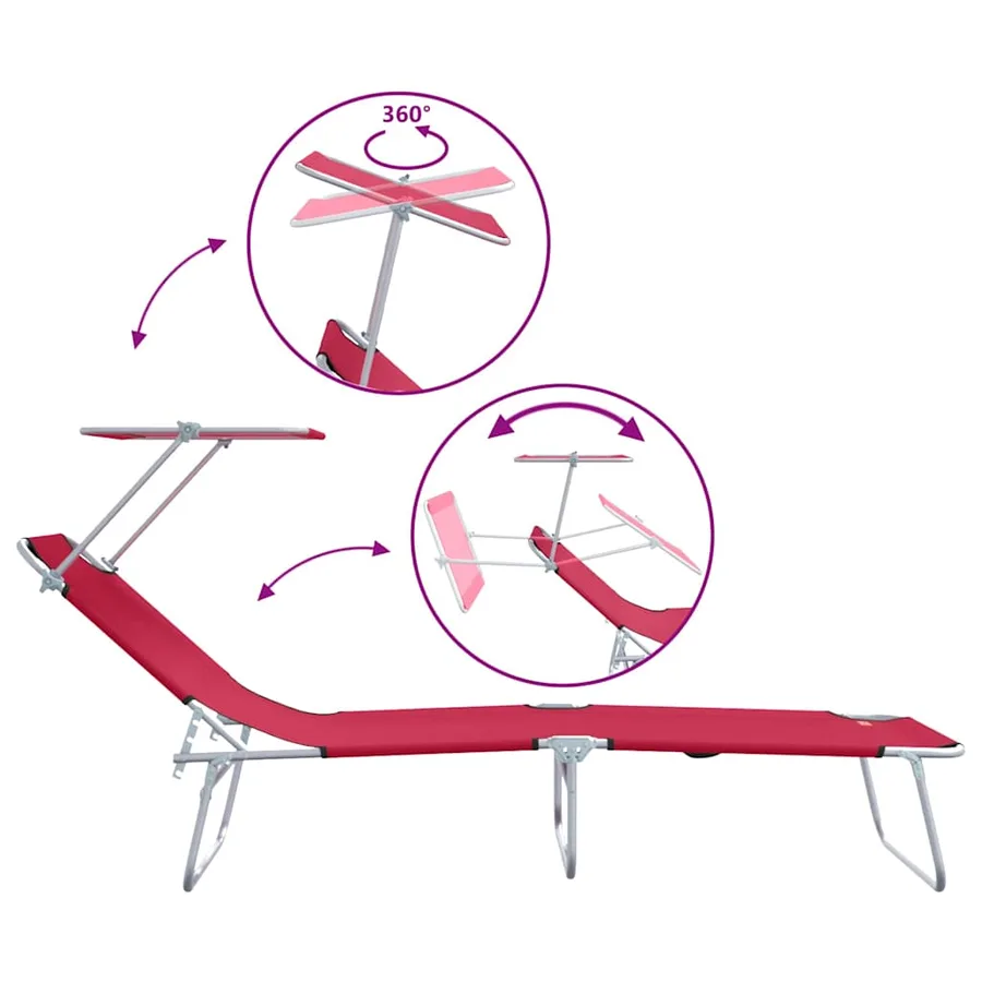 Transat 2 pcs Rouge 58 x 188 x 77cm Polyester - 9