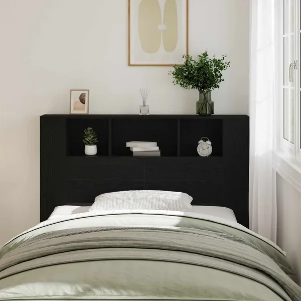 Cabinet de Tête de Lit Chêne noir Bois d'ingénierie