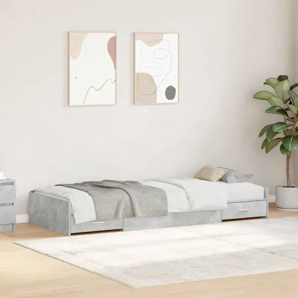 Cadre de lit Gris béton 75 x 190 cm Bois d'ingénierie