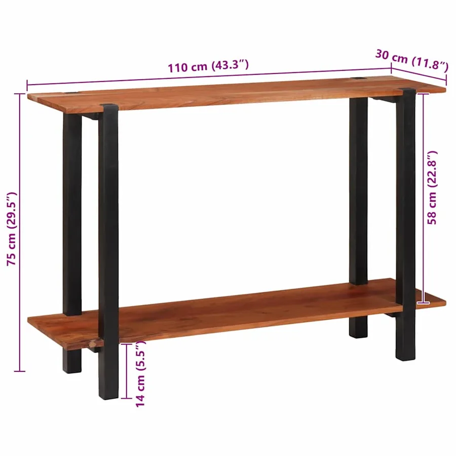 Table console avec étagère Marron et Noir 110 x 30 x 75 cm - 10