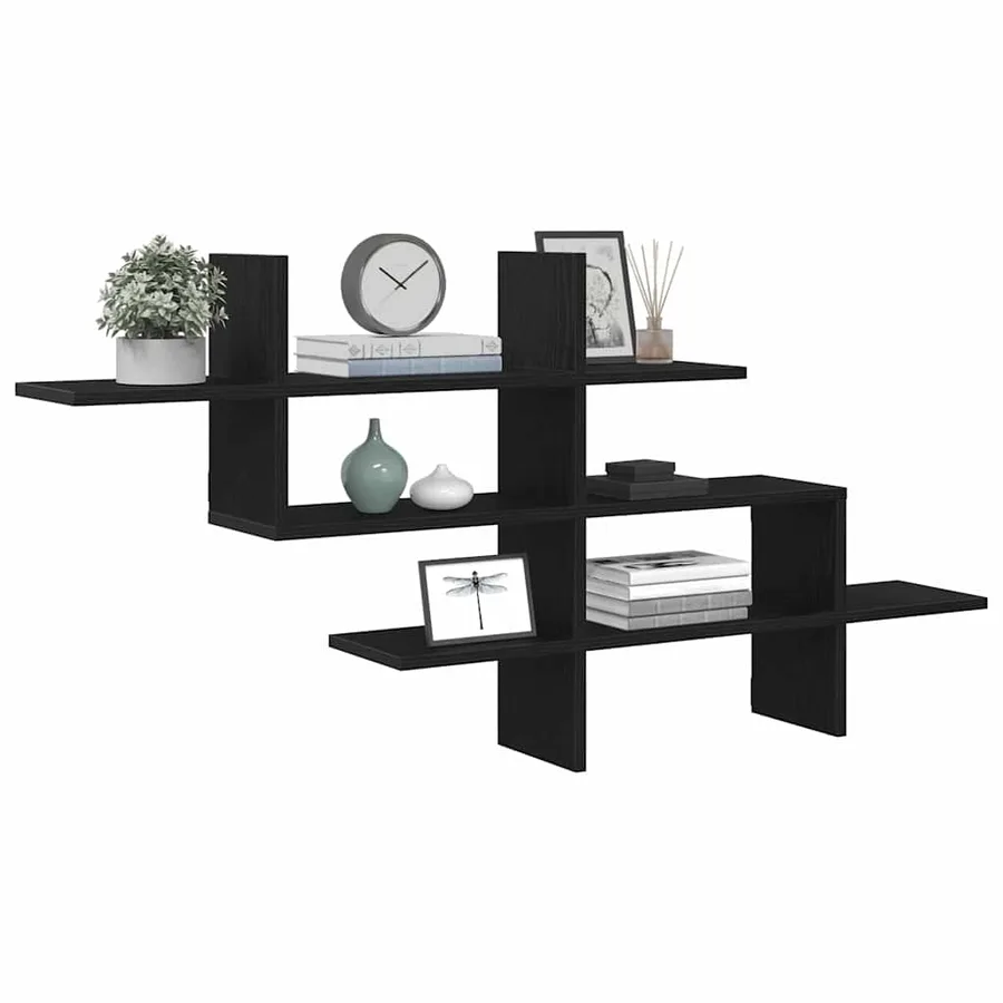 Étagère murale en chêne noir 124,5 x 18 x 60,5 cm bois d'ingénierie - 4