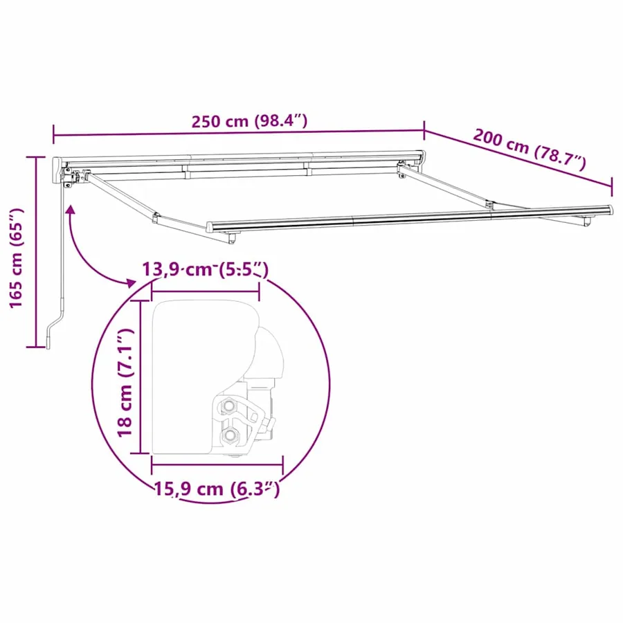 Cadre d'auvent Réglable Blanc 2,5 x 2 m Acier - 10