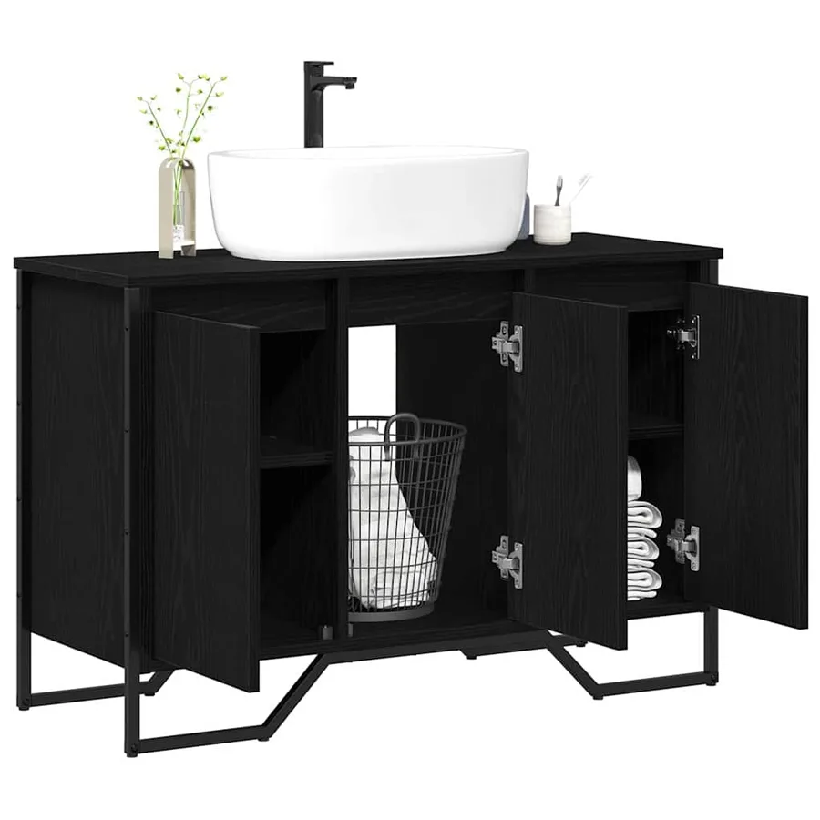 Meuble de Lavabo de Salle de Bain Chêne noir 91 x 35 x 60 cm - 3